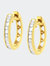 10K Yellow Gold Plated .925 Sterling Silver Channel Set Round-Cut Diamond Accent Classic Hoop Earrings