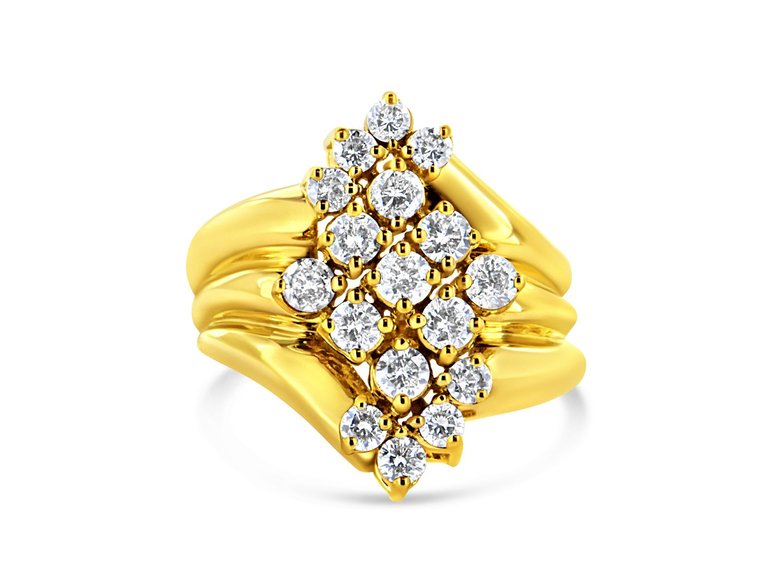 10K Yellow Gold Plated .925 Sterling Silver Diamond Cocktail Ring - Yellow Gold
