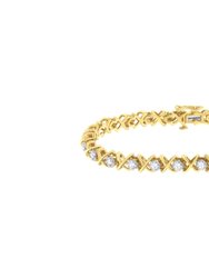10K Yellow Gold Plated Sterling Silver 1 cttw Diamond Link Bracelet - Gold