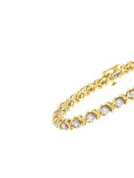 10K Yellow Gold Plated Sterling Silver 1 cttw Diamond Link Bracelet