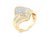 10K Yellow Gold Round And Baguette-Cut Diamond Bypass Cluster Ring - Yellow Gold