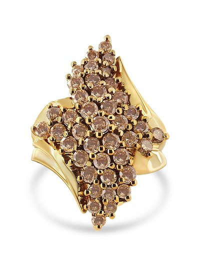 Haus of Brilliance 10k Yellow Gold Round And Baguette-Cut Diamond Cluster Ring product