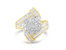 10K Yellow Gold Round and Baguette Diamond Crossover Cluster Ring - Yellow Gold