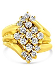 10K Yellow Gold Round and Baguette Diamond-Cut Ring - Yellow