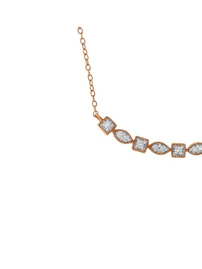 Haus of Brilliance 10KT Rose Gold Plated Sterling Silver Round Diamond Bar Necklace product