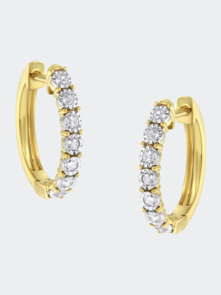 10KT Two-Toned Gold Diamond Hoop Earring - Two-Toned Gold