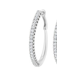 10KT White Gold 1/2 Cttw Diamond Hoop Earrings
