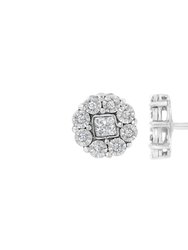 10kt White Gold 1/4ct Diamond Floral Cluster Stud Earring