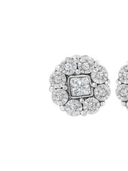 10kt White Gold 1/4ct Diamond Floral Cluster Stud Earring - White Gold