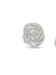 10KT White Gold Diamond Flower Stud Earring