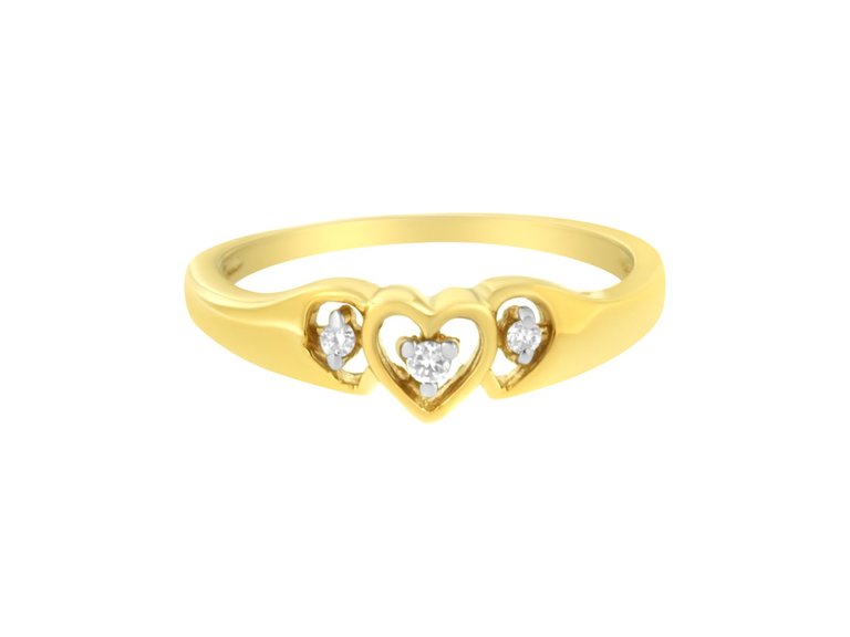 10KT Yellow Gold 1/20 cttw Diamond Triple Heart Diamond Ring - Yellow