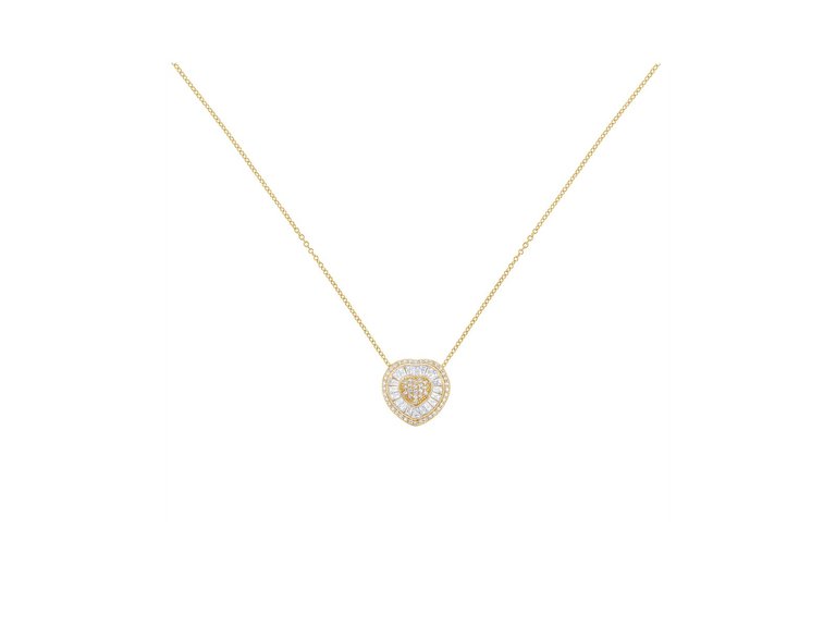 10KT Yellow Gold Diamond Heart Pendant Necklace