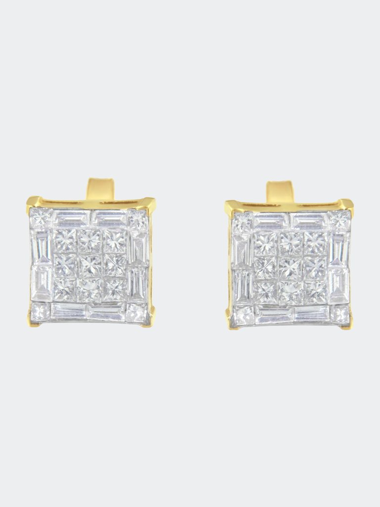 10KT Yellow Gold Diamond Stud Earrings - Yellow
