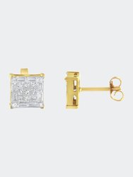 10KT Yellow Gold Diamond Stud Earrings