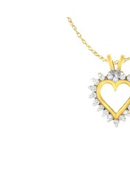 10KT Yellow Gold Heart Shaped 1/4 cttw Diamond Pendant Necklace - Yellow