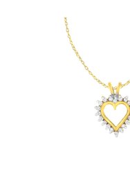 10KT Yellow Gold Heart Shaped 1/4 cttw Diamond Pendant Necklace