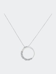 14K Gold 1/4 Cttw Round-Cut Graduating Diamond Open Circle Hoop 18 Inch Pendant Necklace