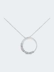 14K Gold 1/4 Cttw Round-Cut Graduating Diamond Open Circle Hoop 18 Inch Pendant Necklace - White