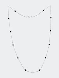 14K Gold Diamond Station Necklace - White