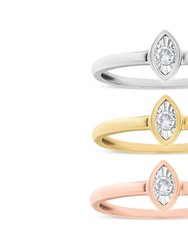 14K Gold Plated .925 Sterling Silver 1/6 Cttw Diamond Cushion Shaped Stackable Promise Ring Set (J-K Color, I1-I2 Clarity) - White, Yellow, Rose