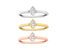 14K Gold Plated .925 Sterling Silver 1/6 Cttw Diamond Cushion Shaped Stackable Promise Ring Set (J-K Color, I1-I2 Clarity) - White, Yellow, Rose