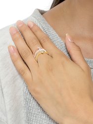 14K Gold Plated .925 Sterling Silver 1/6 Cttw Diamond Marquise Shaped Stackable Promise Ring Set (J-K Color, I1-I2 Clarity)