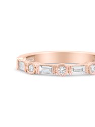 14K Rose Gold 3/8 Cttw Baguette And Round Diamond Bridal Band - H-I Color, VS1-VS2 Clarity - Size 6.75 - Rose Gold