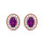14K Rose Gold 7x5mm Oval Cut Garnet And 3/8 Cttw Round Diamond Halo Stud Earrings - G-H Color, SI1-SI2 Clarity