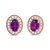 14K Rose Gold 7x5mm Oval Cut Garnet And 3/8 Cttw Round Diamond Halo Stud Earrings - G-H Color, SI1-SI2 Clarity - Rose Gold