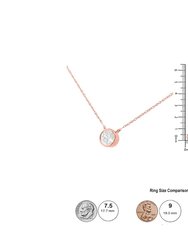 14K Rose Gold .925 Sterling Silver 1/3 Cttw Round-Cut Diamond Bezel Solitaire 18" Pendant Necklace