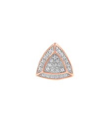 14k Rose Gold Over .925 Sterling Silver Diamond-accented Trillion Shaped 4-stone Halo-style Stud Earrings