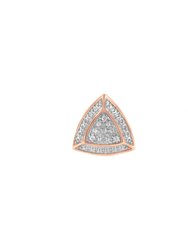 14k Rose Gold Over .925 Sterling Silver Diamond-accented Trillion Shaped 4-stone Halo-style Stud Earrings