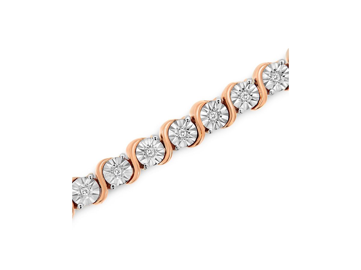 14K Gold S Link Tennis Bracelet with Round Diamonds