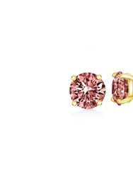 14K Rose Gold Plated .925 Sterling Silver 1.0 Cttw Round Brilliant Cut Diamond Solitaire Milgrain Stud Earrings