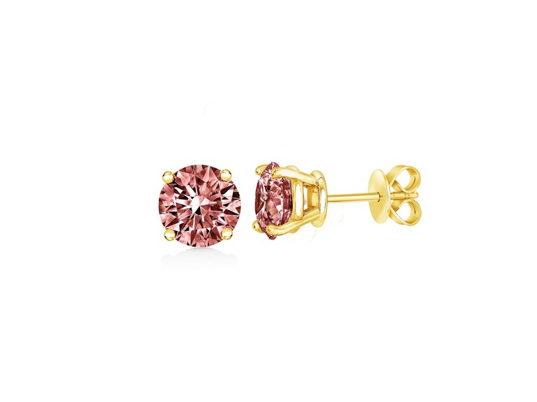 14K Rose Gold Plated .925 Sterling Silver 1.0 Cttw Round Brilliant Cut Diamond Solitaire Milgrain Stud Earrings