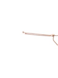 14K Rose Gold Plated .925 Sterling Silver Channel Set Diamond Accent Twist 4”-10” Adjustable Bolo Bracelet