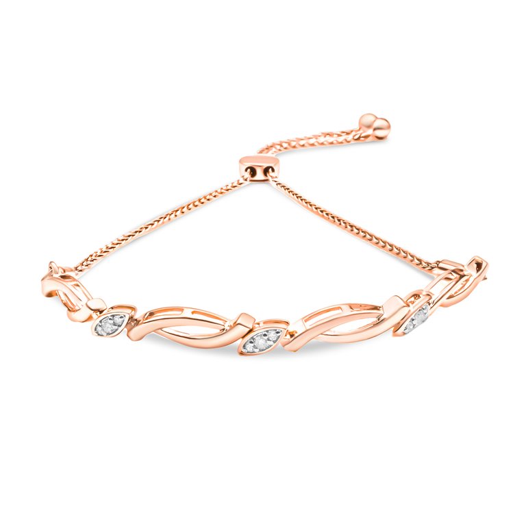 Haus of Brilliance Sterling Silver 14K Rose Gold Plated .925 Sterling Silver  Diamond Accent Alternating Swirl Link Bolo Bracelet - I-J Color, I2-I3  Clarity - 6