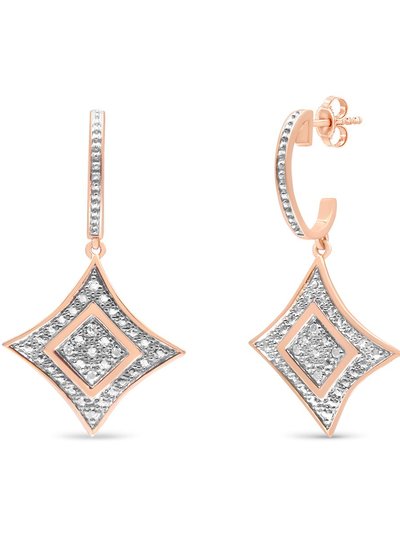 Haus of Brilliance 14K Rose Gold Plated .925 Sterling Silver Round Cut Diamond Accent Dangle Rhombus Earrings product