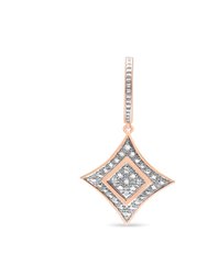 14K Rose Gold Plated .925 Sterling Silver Round Cut Diamond Accent Dangle Rhombus Earrings - 14K Rose Gold Plated