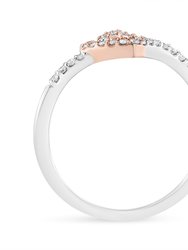 14K Rose Gold Plated And White .925 Sterling Silver 1/5 Cttw Round-Cut Diamond Open Heart Promise Ring - I-J Color, I2-I3 Clarity - Ring Size 6