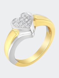 14K Two-Toned Gold Princess-Cut Diamond Heart Promise Ring - Two-Toned Gold