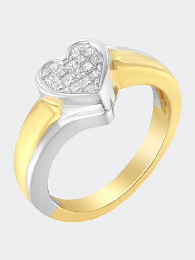 Haus of Brilliance 14K Two-Toned Gold Princess-Cut Diamond Heart Promise Ring product