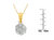 14K Two-Toned Gold Round Cut Diamond Circle Halo Pendant Necklace