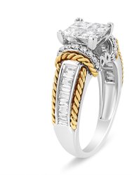 14K White And Yellow Gold 1 1/2 Cttw Invisible Set Princess-Cut Diamond Quad Style Engagement Ring - H-I Color, SI2-I1 Clarity - Ring Size 7