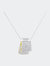 14K White and Yellow Gold 1.0 Cttw Princess Cut Diamond Two Tone Foldover Box Pendant 18” Box Chain Necklace