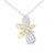 14K White And Yellow Gold 5/8 Cttw Round Diamond Marquise Floral Style 18" Pendant Necklace - H-I Color, I1-I2 Clarity