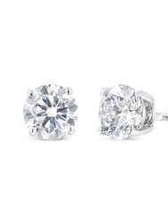 14K White Gold 1 1/2 Cttw Lab Grown Diamond Solitaire Stud Earrings With Screwbacks - F-G Color, VS2-SI1 Clarity - White Gold