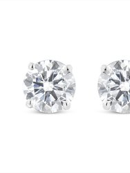 14K White Gold 1 1/2 Cttw Lab Grown Diamond Solitaire Stud Earrings With Screwbacks - F-G Color, VS2-SI1 Clarity