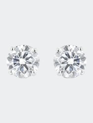 14K White Gold 1-1/2 Cttw Round Brilliant-Cut Diamond Classic 4-Prong Stud Earrings With Screw Backs (G-H,I2) - White