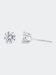 14K White Gold 1-1/2 Cttw Round Brilliant-Cut Diamond Classic 4-Prong Stud Earrings With Screw Backs (G-H,I2)